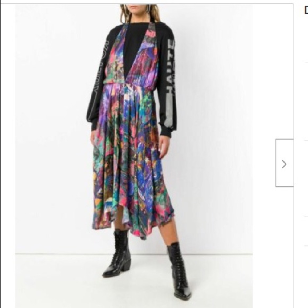 D-Gremb Graphic Layered Halter Midi Dress NWT